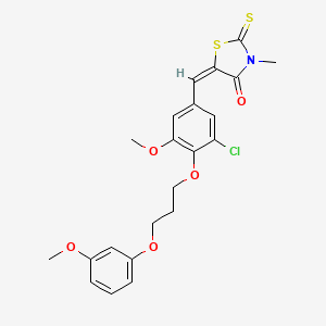 molecular formula C22H22ClNO5S2 B5153325 5-{3-chloro-5-methoxy-4-[3-(3-methoxyphenoxy)propoxy]benzylidene}-3-methyl-2-thioxo-1,3-thiazolidin-4-one 