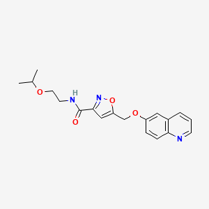 molecular formula C19H21N3O4 B5153328 N-(2-isopropoxyethyl)-5-[(6-quinolinyloxy)methyl]-3-isoxazolecarboxamide 