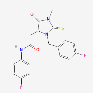 molecular formula C19H17F2N3O2S B5153350 2-[3-(4-fluorobenzyl)-1-methyl-5-oxo-2-thioxo-4-imidazolidinyl]-N-(4-fluorophenyl)acetamide 