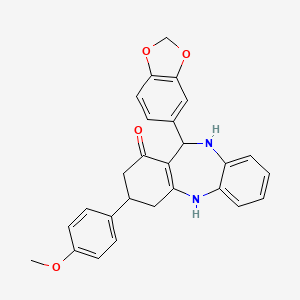 molecular formula C27H24N2O4 B5153351 11-(1,3-benzodioxol-5-yl)-3-(4-methoxyphenyl)-2,3,4,5,10,11-hexahydro-1H-dibenzo[b,e][1,4]diazepin-1-one 