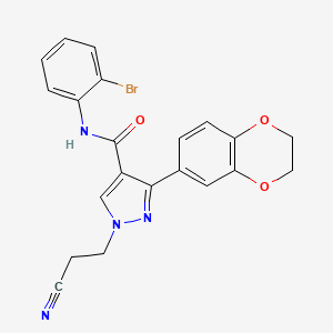 molecular formula C21H17BrN4O3 B5153364 N-(2-bromophenyl)-1-(2-cyanoethyl)-3-(2,3-dihydro-1,4-benzodioxin-6-yl)-1H-pyrazole-4-carboxamide 