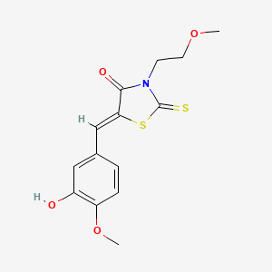 molecular formula C14H15NO4S2 B5153365 5-(3-hydroxy-4-methoxybenzylidene)-3-(2-methoxyethyl)-2-thioxo-1,3-thiazolidin-4-one 