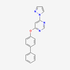 molecular formula C19H14N4O B5153373 4-(4-biphenylyloxy)-6-(1H-pyrazol-1-yl)pyrimidine CAS No. 5339-66-2