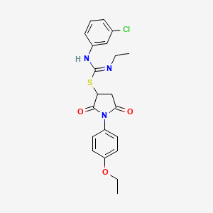 molecular formula C21H22ClN3O3S B5153421 1-(4-ethoxyphenyl)-2,5-dioxo-3-pyrrolidinyl N'-(3-chlorophenyl)-N-ethylimidothiocarbamate 