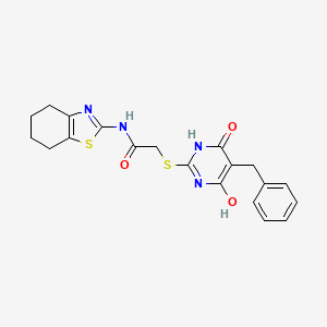 molecular formula C20H20N4O3S2 B5153431 2-[(5-benzyl-4-hydroxy-6-oxo-1,6-dihydro-2-pyrimidinyl)thio]-N-(4,5,6,7-tetrahydro-1,3-benzothiazol-2-yl)acetamide 