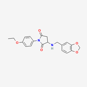 molecular formula C20H20N2O5 B5153452 3-[(1,3-benzodioxol-5-ylmethyl)amino]-1-(4-ethoxyphenyl)-2,5-pyrrolidinedione 