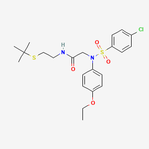 molecular formula C22H29ClN2O4S2 B5153455 N~1~-[2-(tert-butylthio)ethyl]-N~2~-[(4-chlorophenyl)sulfonyl]-N~2~-(4-ethoxyphenyl)glycinamide 