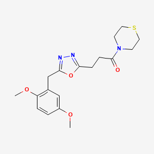 molecular formula C18H23N3O4S B5153486 4-{3-[5-(2,5-dimethoxybenzyl)-1,3,4-oxadiazol-2-yl]propanoyl}thiomorpholine 