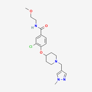molecular formula C20H27ClN4O3 B5153517 3-chloro-N-(2-methoxyethyl)-4-({1-[(1-methyl-1H-pyrazol-4-yl)methyl]-4-piperidinyl}oxy)benzamide 