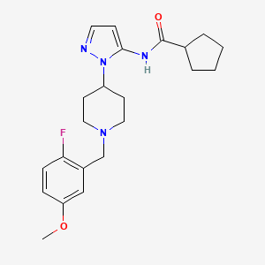 molecular formula C22H29FN4O2 B5153579 N-{1-[1-(2-fluoro-5-methoxybenzyl)-4-piperidinyl]-1H-pyrazol-5-yl}cyclopentanecarboxamide 