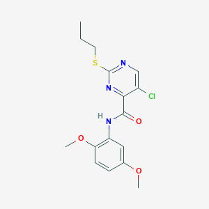 molecular formula C16H18ClN3O3S B5153614 5-chloro-N-(2,5-dimethoxyphenyl)-2-(propylthio)-4-pyrimidinecarboxamide 