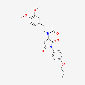 molecular formula C25H30N2O6 B5153618 N-[2-(3,4-dimethoxyphenyl)ethyl]-N-[2,5-dioxo-1-(4-propoxyphenyl)-3-pyrrolidinyl]acetamide 