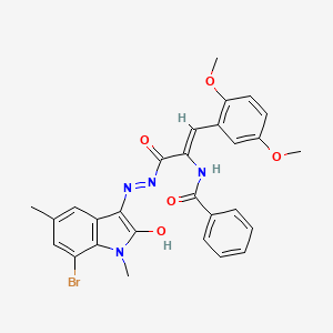 molecular formula C28H25BrN4O5 B5153632 N-[1-{[2-(7-bromo-1,5-dimethyl-2-oxo-1,2-dihydro-3H-indol-3-ylidene)hydrazino]carbonyl}-2-(2,5-dimethoxyphenyl)vinyl]benzamide 