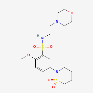 molecular formula C17H27N3O6S2 B5153678 5-(1,1-dioxido-1,2-thiazinan-2-yl)-2-methoxy-N-[2-(4-morpholinyl)ethyl]benzenesulfonamide 