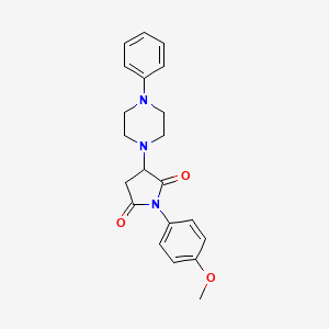 molecular formula C21H23N3O3 B5153683 1-(4-methoxyphenyl)-3-(4-phenyl-1-piperazinyl)-2,5-pyrrolidinedione 
