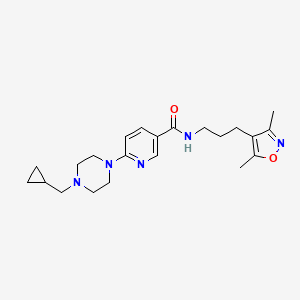 molecular formula C22H31N5O2 B5153716 6-[4-(cyclopropylmethyl)-1-piperazinyl]-N-[3-(3,5-dimethyl-4-isoxazolyl)propyl]nicotinamide 