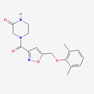 molecular formula C17H19N3O4 B5153722 4-({5-[(2,6-dimethylphenoxy)methyl]-3-isoxazolyl}carbonyl)-2-piperazinone 