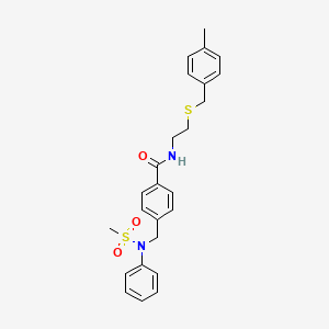 molecular formula C25H28N2O3S2 B5153728 N-{2-[(4-methylbenzyl)thio]ethyl}-4-{[(methylsulfonyl)(phenyl)amino]methyl}benzamide 