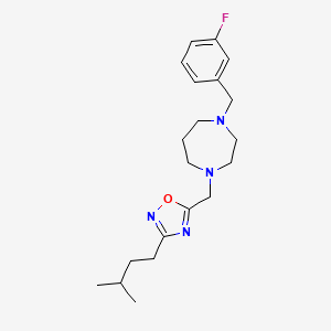 molecular formula C20H29FN4O B5153741 1-(3-fluorobenzyl)-4-{[3-(3-methylbutyl)-1,2,4-oxadiazol-5-yl]methyl}-1,4-diazepane 