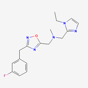 molecular formula C17H20FN5O B5153743 1-(1-ethyl-1H-imidazol-2-yl)-N-{[3-(3-fluorobenzyl)-1,2,4-oxadiazol-5-yl]methyl}-N-methylmethanamine 