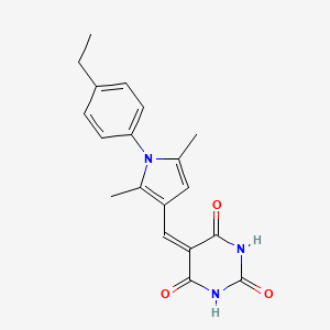 molecular formula C19H19N3O3 B5153762 5-{[1-(4-ethylphenyl)-2,5-dimethyl-1H-pyrrol-3-yl]methylene}-2,4,6(1H,3H,5H)-pyrimidinetrione 