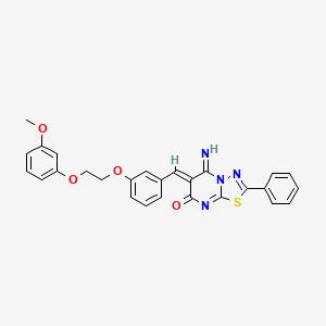 molecular formula C27H22N4O4S B5153771 5-imino-6-{3-[2-(3-methoxyphenoxy)ethoxy]benzylidene}-2-phenyl-5,6-dihydro-7H-[1,3,4]thiadiazolo[3,2-a]pyrimidin-7-one 