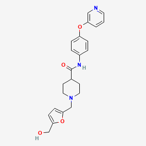 molecular formula C23H25N3O4 B5153791 1-{[5-(hydroxymethyl)-2-furyl]methyl}-N-[4-(3-pyridinyloxy)phenyl]-4-piperidinecarboxamide 