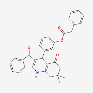 molecular formula C32H27NO4 B5153827 3-(7,7-dimethyl-9,11-dioxo-6,7,8,9,10,11-hexahydro-5H-indeno[1,2-b]quinolin-10-yl)phenyl phenylacetate 