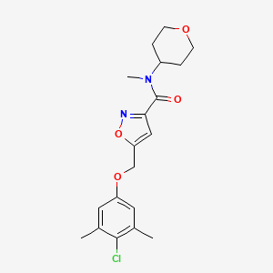molecular formula C19H23ClN2O4 B5153867 5-[(4-chloro-3,5-dimethylphenoxy)methyl]-N-methyl-N-(tetrahydro-2H-pyran-4-yl)-3-isoxazolecarboxamide 