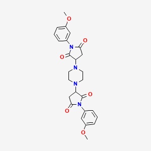 molecular formula C26H28N4O6 B5153886 3,3'-(1,4-piperazinediyl)bis[1-(3-methoxyphenyl)-2,5-pyrrolidinedione] 