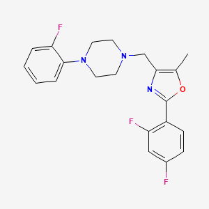 molecular formula C21H20F3N3O B5153894 1-{[2-(2,4-difluorophenyl)-5-methyl-1,3-oxazol-4-yl]methyl}-4-(2-fluorophenyl)piperazine 