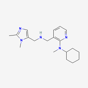 molecular formula C19H29N5 B5153923 N-cyclohexyl-3-({[(1,2-dimethyl-1H-imidazol-5-yl)methyl]amino}methyl)-N-methyl-2-pyridinamine 