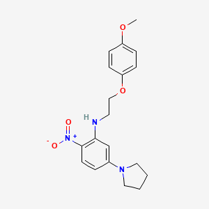 molecular formula C19H23N3O4 B5153941 N-[2-(4-methoxyphenoxy)ethyl]-2-nitro-5-(1-pyrrolidinyl)aniline 