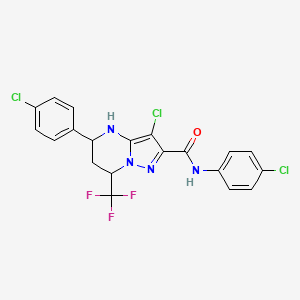 molecular formula C20H14Cl3F3N4O B5153945 3-chloro-N,5-bis(4-chlorophenyl)-7-(trifluoromethyl)-4,5,6,7-tetrahydropyrazolo[1,5-a]pyrimidine-2-carboxamide 