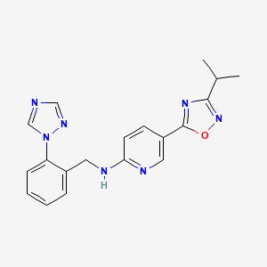 molecular formula C19H19N7O B5153957 5-(3-isopropyl-1,2,4-oxadiazol-5-yl)-N-[2-(1H-1,2,4-triazol-1-yl)benzyl]-2-pyridinamine 