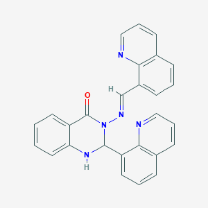 molecular formula C27H19N5O B515399 2-(8-quinolinyl)-3-[(8-quinolinylmethylene)amino]-2,3-dihydro-4(1H)-quinazolinone 