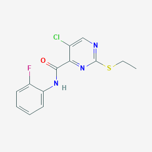 molecular formula C13H11ClFN3OS B5154018 5-chloro-2-(ethylthio)-N-(2-fluorophenyl)-4-pyrimidinecarboxamide 