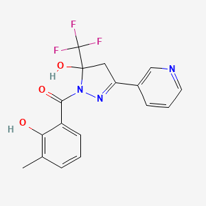 molecular formula C17H14F3N3O3 B5154027 1-(2-hydroxy-3-methylbenzoyl)-3-(3-pyridinyl)-5-(trifluoromethyl)-4,5-dihydro-1H-pyrazol-5-ol 