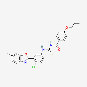 molecular formula C25H22ClN3O3S B5154034 N-({[4-chloro-3-(6-methyl-1,3-benzoxazol-2-yl)phenyl]amino}carbonothioyl)-4-propoxybenzamide 