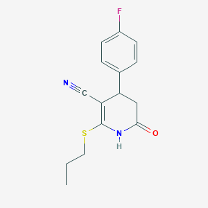 molecular formula C15H15FN2OS B5154043 4-(4-fluorophenyl)-6-oxo-2-(propylthio)-1,4,5,6-tetrahydro-3-pyridinecarbonitrile 