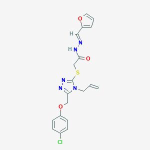 molecular formula C19H18ClN5O3S B515405 2-({4-allyl-5-[(4-chlorophenoxy)methyl]-4H-1,2,4-triazol-3-yl}sulfanyl)-N'-(2-furylmethylene)acetohydrazide 