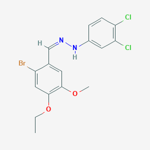 molecular formula C16H15BrCl2N2O2 B515410 2-Bromo-4-ethoxy-5-methoxybenzaldehyde (3,4-dichlorophenyl)hydrazone 