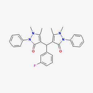 molecular formula C29H27FN4O2 B5154128 4,4'-[(3-fluorophenyl)methylene]bis(1,5-dimethyl-2-phenyl-1,2-dihydro-3H-pyrazol-3-one) 