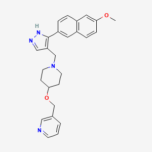 molecular formula C26H28N4O2 B5154158 3-{[(1-{[3-(6-methoxy-2-naphthyl)-1H-pyrazol-4-yl]methyl}-4-piperidinyl)oxy]methyl}pyridine 