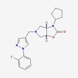 molecular formula C20H23FN4O2 B5154166 (3aS*,6aR*)-3-cyclopentyl-5-{[1-(2-fluorophenyl)-1H-pyrazol-4-yl]methyl}hexahydro-2H-pyrrolo[3,4-d][1,3]oxazol-2-one 