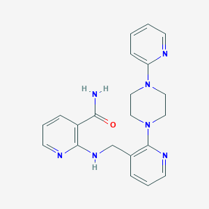 molecular formula C21H23N7O B5154180 2-[({2-[4-(2-pyridinyl)-1-piperazinyl]-3-pyridinyl}methyl)amino]nicotinamide 