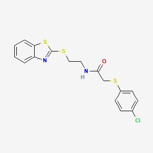 N-[2-(1,3-benzothiazol-2-ylthio)ethyl]-2-[(4-chlorophenyl)thio]acetamide