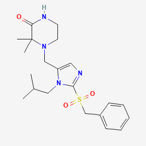 molecular formula C21H30N4O3S B5154265 4-{[2-(benzylsulfonyl)-1-isobutyl-1H-imidazol-5-yl]methyl}-3,3-dimethyl-2-piperazinone 