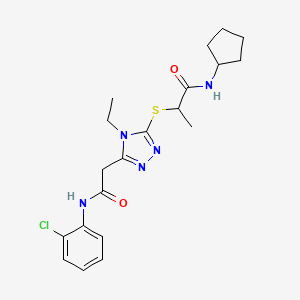 molecular formula C20H26ClN5O2S B5154281 2-[(5-{2-[(2-chlorophenyl)amino]-2-oxoethyl}-4-ethyl-4H-1,2,4-triazol-3-yl)thio]-N-cyclopentylpropanamide 