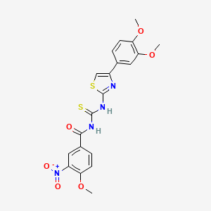 molecular formula C20H18N4O6S2 B5154289 N-({[4-(3,4-dimethoxyphenyl)-1,3-thiazol-2-yl]amino}carbonothioyl)-4-methoxy-3-nitrobenzamide 